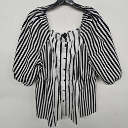 Lane Bryant Black & White Striped Blouse