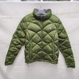 The North Face WM's Quilted Nylon Insulated Olive Green Puffer Jacket Size MM