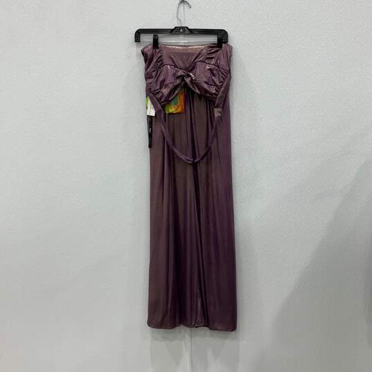 NWT Niki Womens Purple Gold Sleeveless Halter Neck Shimmer Maxi Dress Size 6 image number 1
