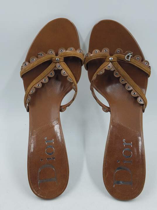 Authentic DIOR Brown Grommet Sandal W 9 image number 6