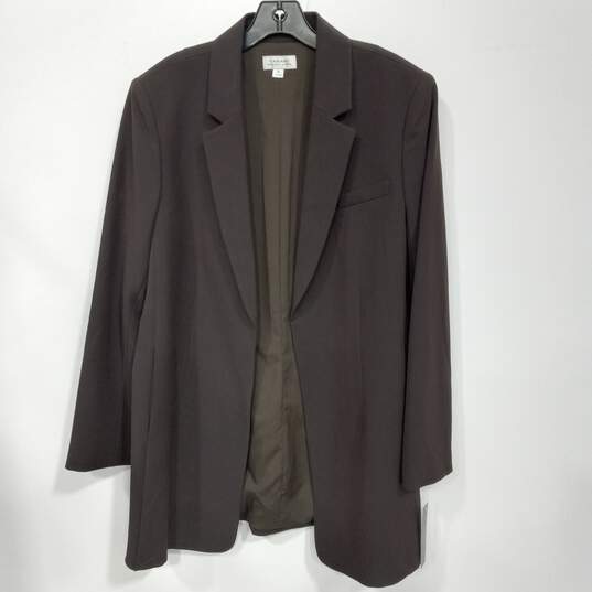 Tahari Arthur S. Levine Women's Chocolate Black Open Front Blazer Jacket Size 16 image number 1