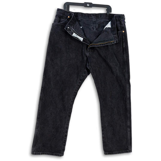 Mens Black Dark Wash Stretch Denim Straight Jeans Size 42 X 30 image number 1