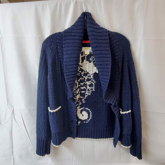 Maeve Blue Seahorse Knit Button Up Cardigan Sweater Size XXS image number 1