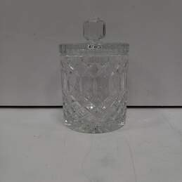 Hand Cut Clear Crystal Cylinder Jar w/Lid