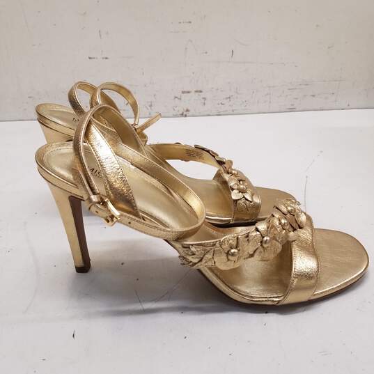 Michael Kors Tricia Leather Sandals Pale Gold 10 image number 4