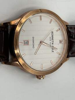 Mens Black Gold KC50536001 Leather Scratch Resistant Analog Wristwatch 51g alternative image