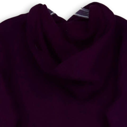 Womens Purple Long Sleeve Cropped Pullover Hoodie Size Large image number 4