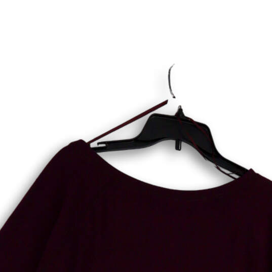 Womens Purple Round Neck Long Sleeve Side Slit Blouse Top Size Medium image number 4