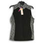 NWT Womens Black Gray Mock Neck Sleeveless Full-Zip Vest Size M image number 1