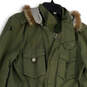 Womens Green Long Sleeve Hooded Full-Zip Military Jacket Size Small image number 3