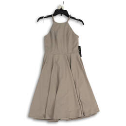 NWT Womens Gray Sleeve Halter Neck Back Zip Fit & Flare Dress Size XS alternative image