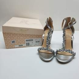 Badgley Mischka Jewel Embellished Silver Heeled Sandals Size 7 alternative image