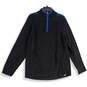 Mens Black 1/4 Zip Long Sleeve Mock Neck Pullover Sweater Size Large image number 1