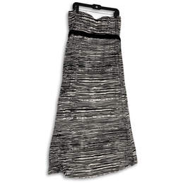 Womens Black White Striped Strapless Front Slit Maxi Dress Size 14/16 alternative image