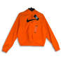 NWT Womens Orange Swoosh Logo Just Do It Pullover Hoodie Size Medium image number 1