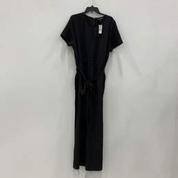 NWT Womens Black Short Sleeve Belted Keyhole Neck Back Zip Maxi Dress Sz 18