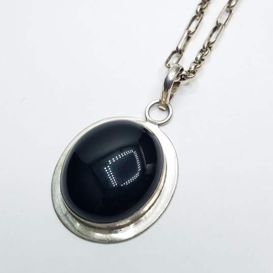 Silpada Sterling Silver Onyx Cabochan Pendant 17 1/2" Necklace 21g image number 2