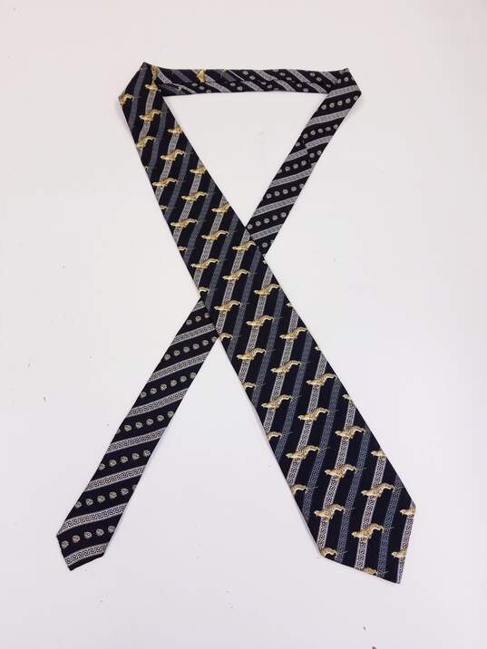 Vintage Gianni Versace Italy 90s Meander Leopard Medusa Print Silk Neck Tie 58 inch image number 1