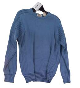 Mens Blue Long Sleeve Crew Neck knitted Pullover Sweater Size Small