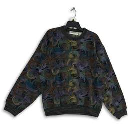 Jhane Barnes Mens Multicolor Swirl Crew Neck Long Sleeve Pullover Sweater Size L