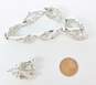 Vintage Lisner Pinecone & Leaves Silver Tone Clip-On Earrings & Panel Bracelet 44.7g image number 6