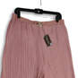 NWT Womens Pink Pleated Elastic Waist Wide Leg Ankle Pants Size Large image number 3