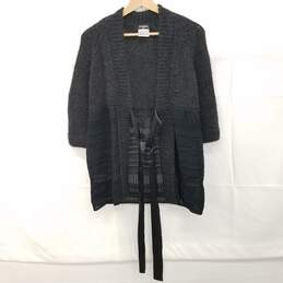 Chanel Black Alpaca Blend Open Knit Cardigan Sweater Women's Size 38