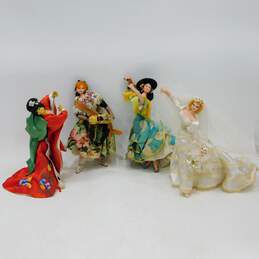 Lot of 4 Vintage 50s Lanya Travel Souvenir Cloth Doll Figurine Handmade