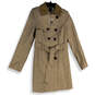 Womens Gray Long Sleeve Collared Double Breasted Belted Trench Coat Size XS image number 1