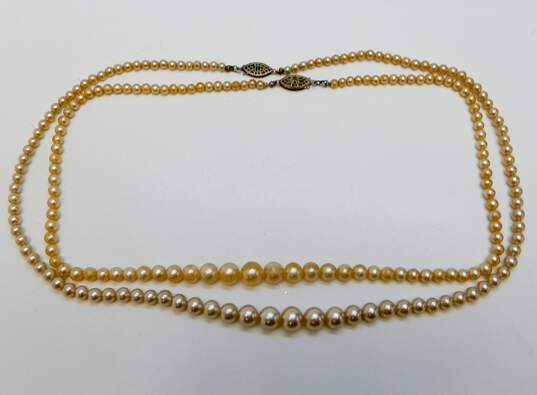 925 Sterling Silver Clasp Faux Pearl Bead Necklaces 29.5g image number 2