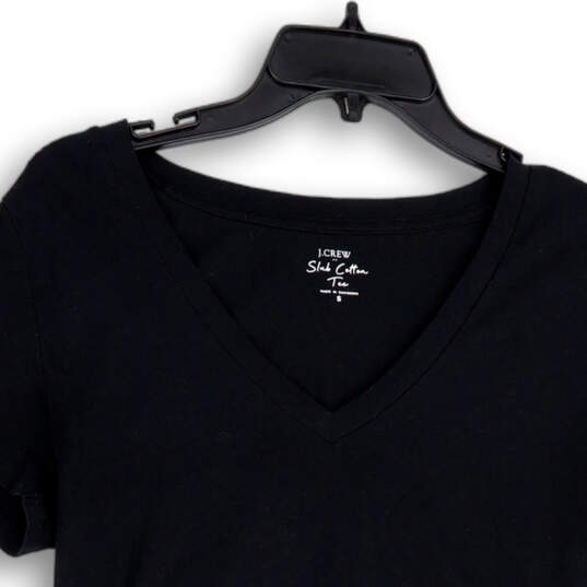 Womens Black V-Neck Short Sleeve Stretch Pullover T-Shirt Size Small image number 3