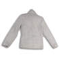 Womens White Faux Fur Long Sleeve Mock Neck Full-Zip Fleece Jacket Size S image number 2