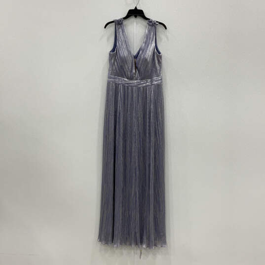 NWT Womens Purple Shimmery Sleeveless V Neck Back Zip Maxi Dress Size 14 image number 1
