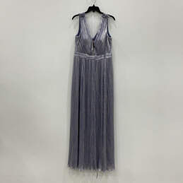 NWT Womens Purple Shimmery Sleeveless V Neck Back Zip Maxi Dress Size 14