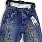 NWT Womens Blue Paint Splatters Denim High Rise Straight Leg Jeans Size 26 image number 4
