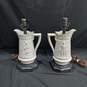 Pair of Vintage Off White Porcelain Pitcher Lamps image number 1