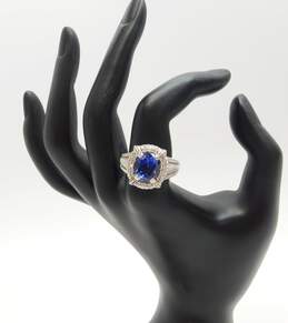 Judith Ripka Sterling Silver Faceted Sapphire Cubic Zirconia Ring 10.8g