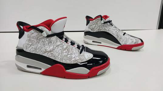 Men's White, Black & Red Air Jordan's Size 7 image number 1