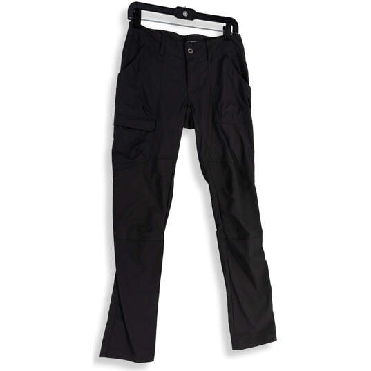 Womens Black Stretch Pockets Flat Front Straight Leg Cargo Pants Size 4 image number 1