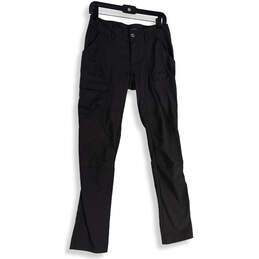 Womens Black Stretch Pockets Flat Front Straight Leg Cargo Pants Size 4