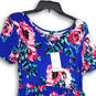 NWT Womens Blue Pink Floral Short Sleeve Pullover Fit & Flare Dress Size S image number 4