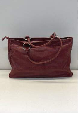 Berge Italy Burgundy Leather Zip Tote Bag alternative image