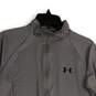 Mens Gray Mock Neck Long Sleeve 1/4 Zip Pullover Track Jacket Size S image number 3