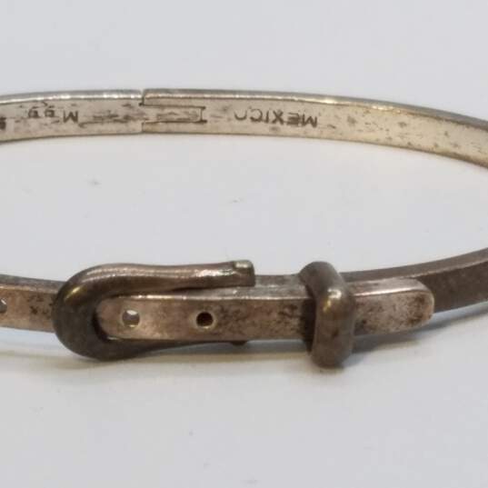 Mexico Sterling Silver M99 Belt Hinge 4mm Bracelet 18.1g image number 3