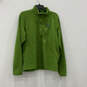Mens Green Long Sleeve Mock Neck Pocket 1/4 Zip Fleece Jacket Size Medium image number 1