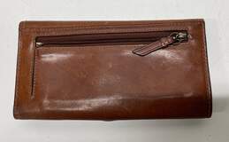 COACH Brown Leather Buckle Flap Bifold Envelope Card Wallet alternative image