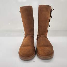 Koolaburra by Ugg Victoria Short Chestnut Brown Suede Boots Women's Size 10 alternative image