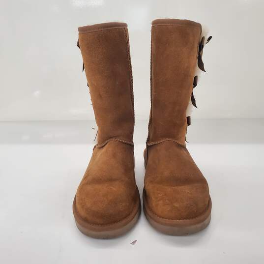 Koolaburra by Ugg Victoria Short Chestnut Brown Suede Boots Women's Size 10 image number 2