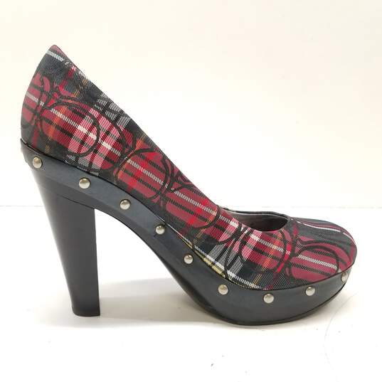 COACH Carli Plaid Signature Pump Clog Heels Shoes Size 5 B image number 1
