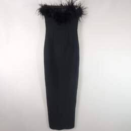 Windsor Women Black Strapless Feather Maxi Dress Sz XS NWT